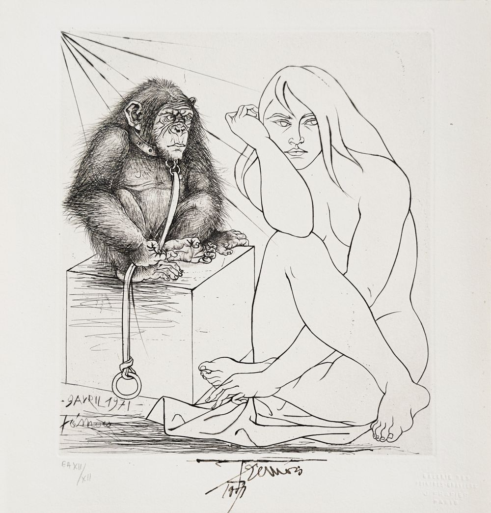Jeune fille au singe