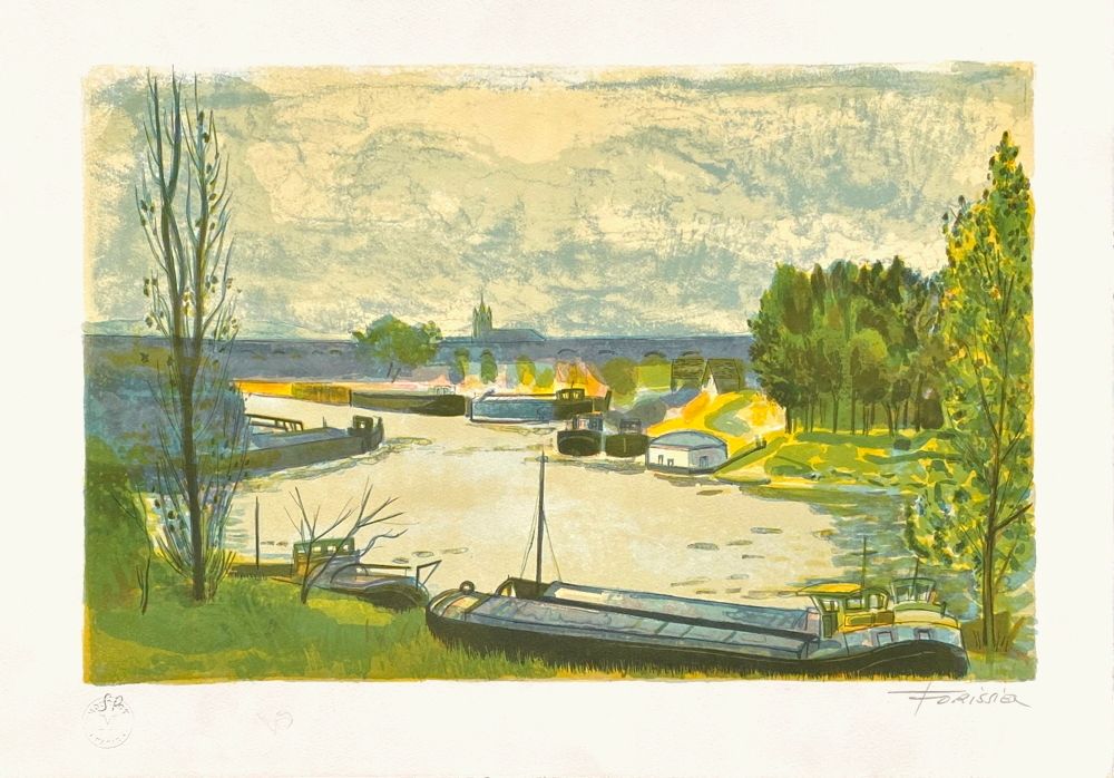 Péniches sur les bords de l'Oise