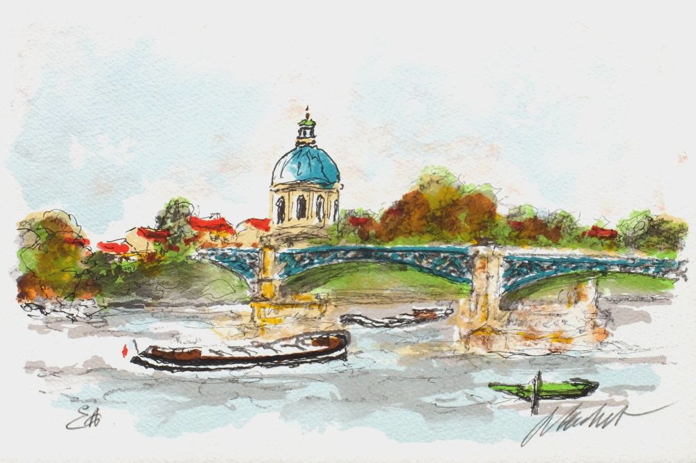 Toulouse, le Pont Saint-Pierre et la Garonne