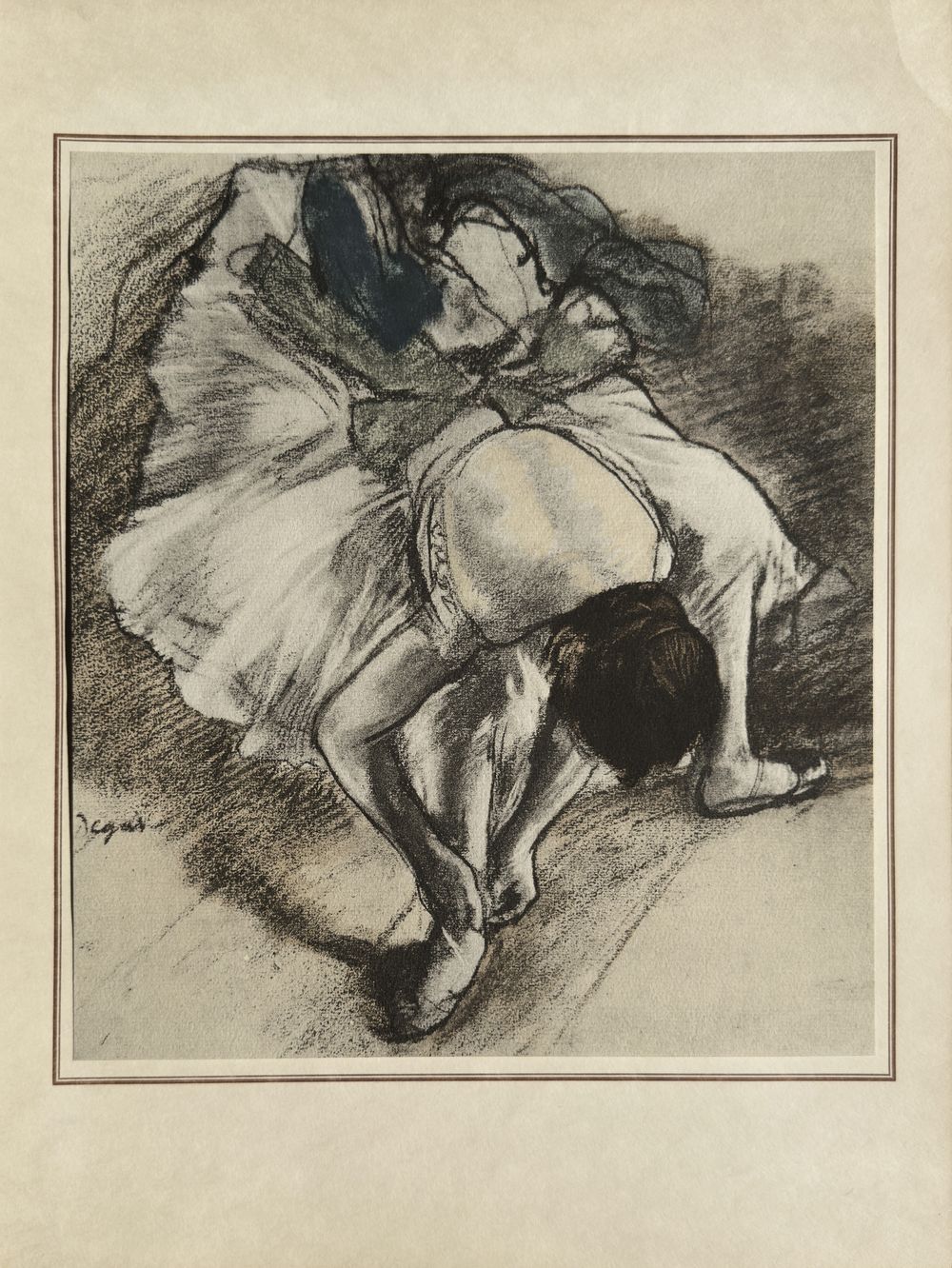 Pastels et dessins - Danseuse nouant son chausson
