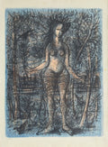 Femme fond bleu