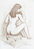 Nu au tabouret - ocre clair