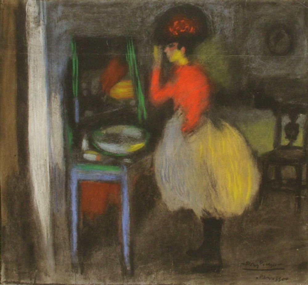 Bleus de Barcelone : Femme devant le miroir