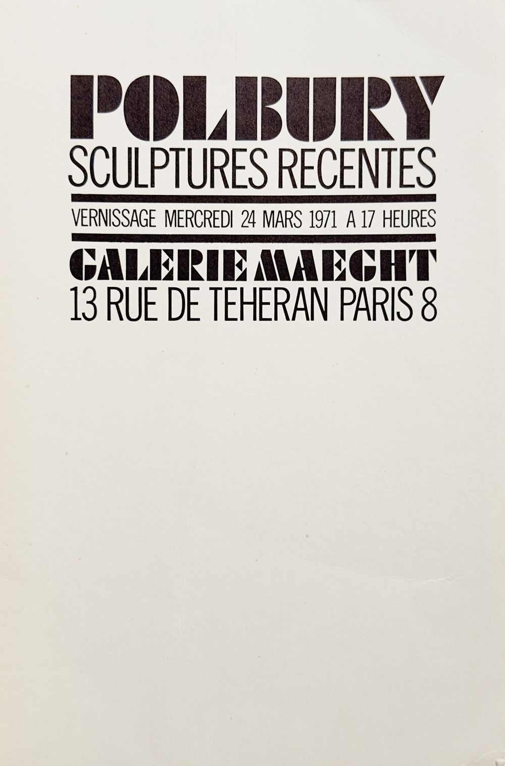 Carton d'invitation - Galerie Maeght 1971 — vue 2