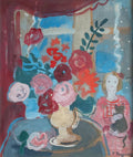 La fillette au chat et au bouquet