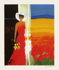 Chapeau blanc et robe rouge