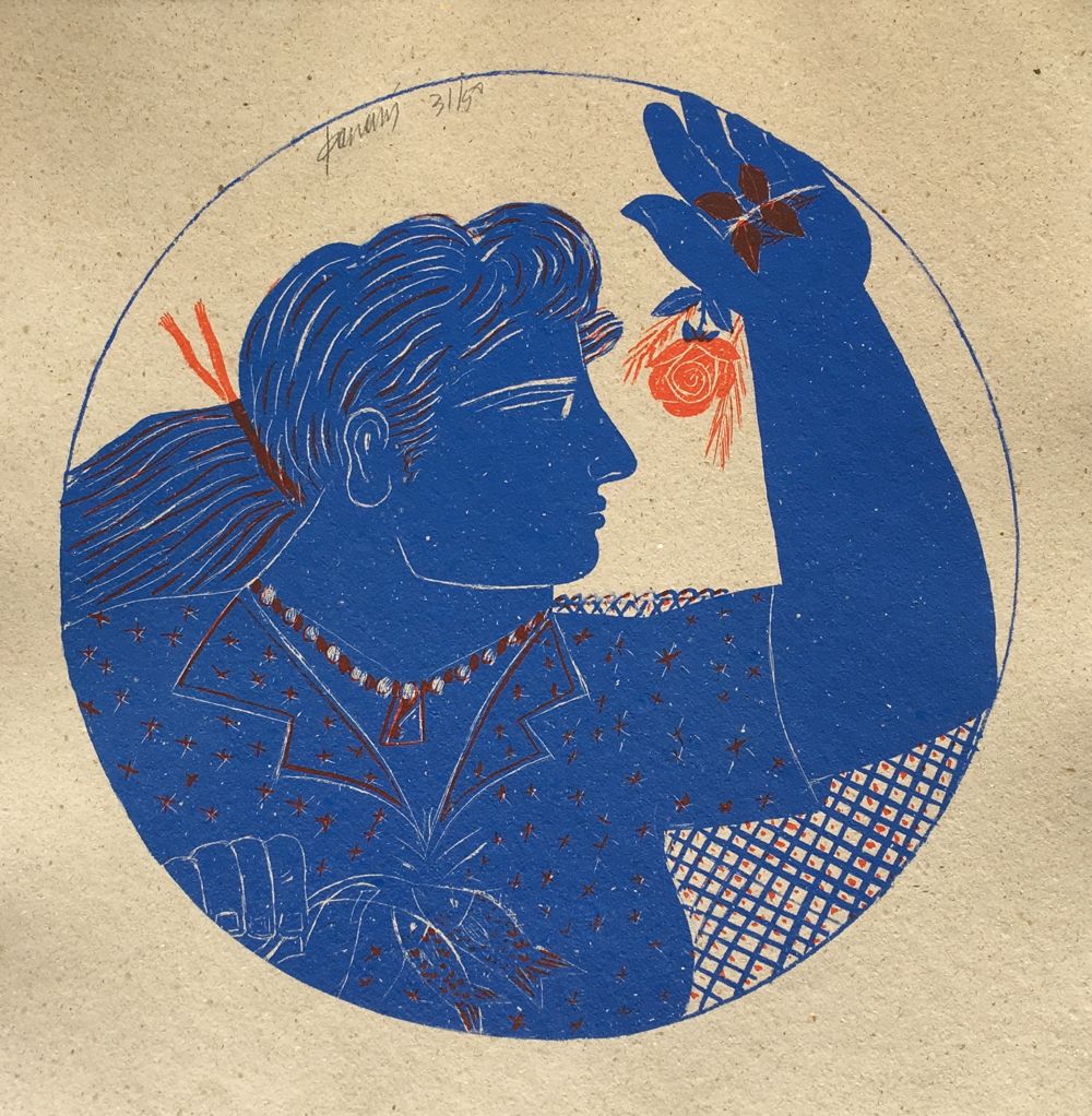 Femme et rose