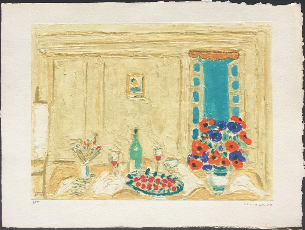 Fleurs et fruits sur la table