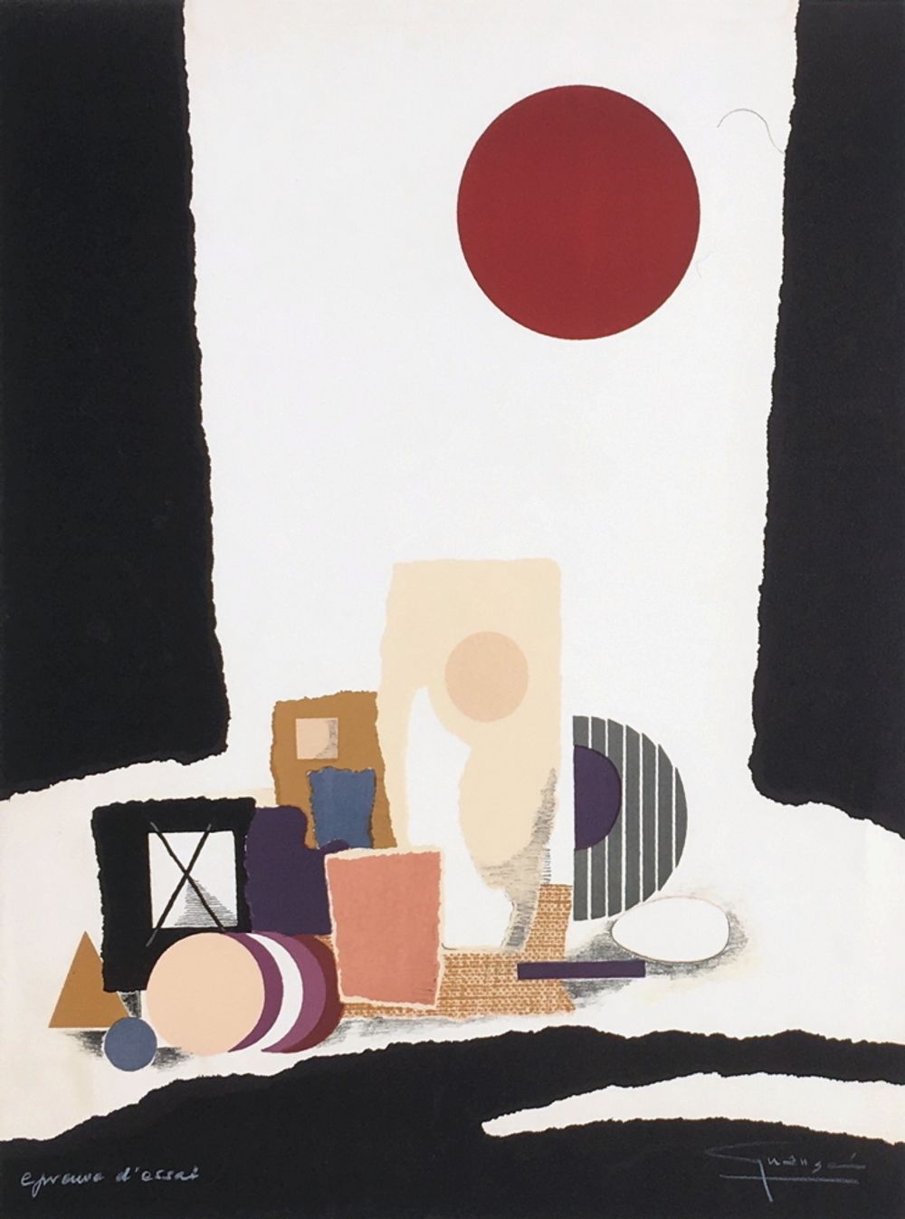 Nature morte au soleil rouge