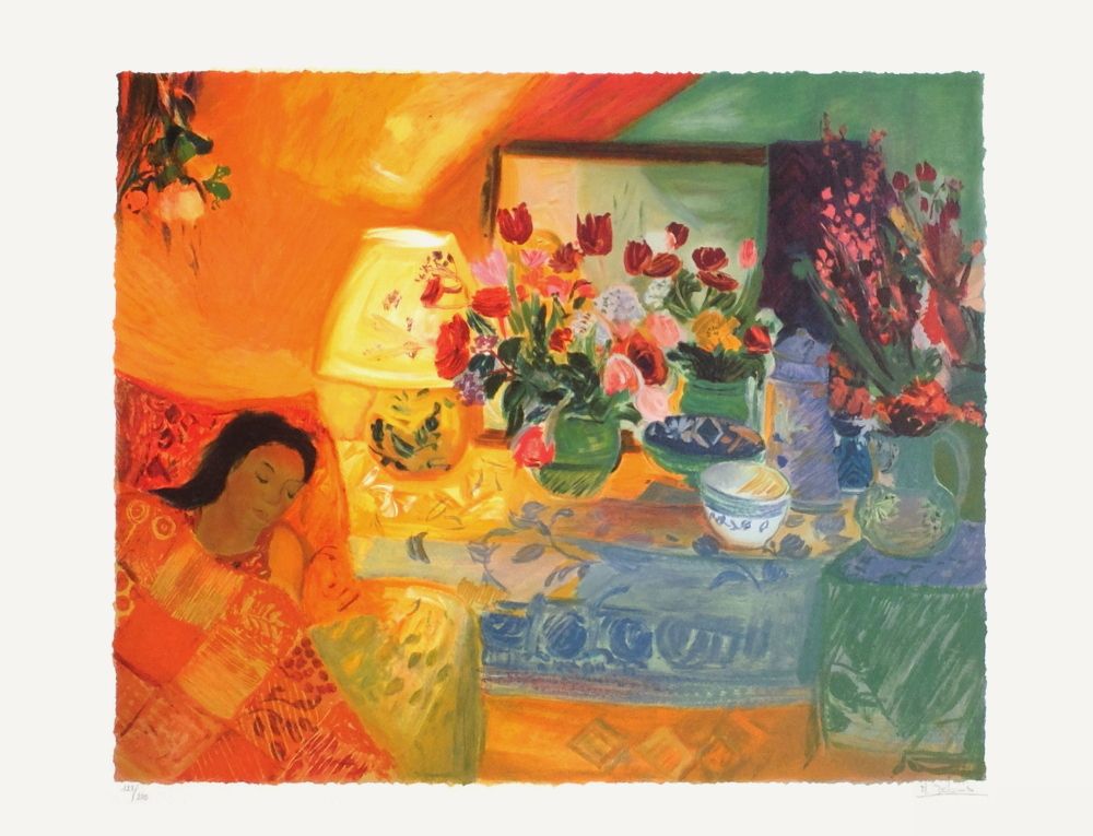 Bouquet devant la lampe