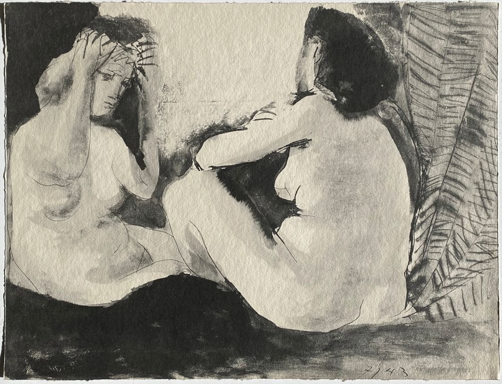 La flûte double - Deux femmes nues