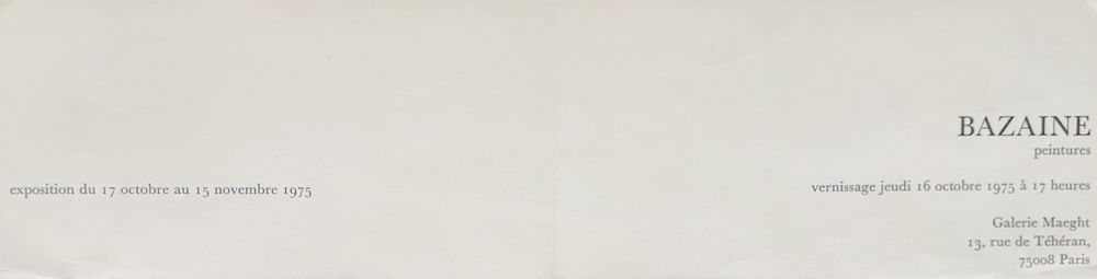 Carton d'invitation - Galerie Maeght 1975 — vue 2