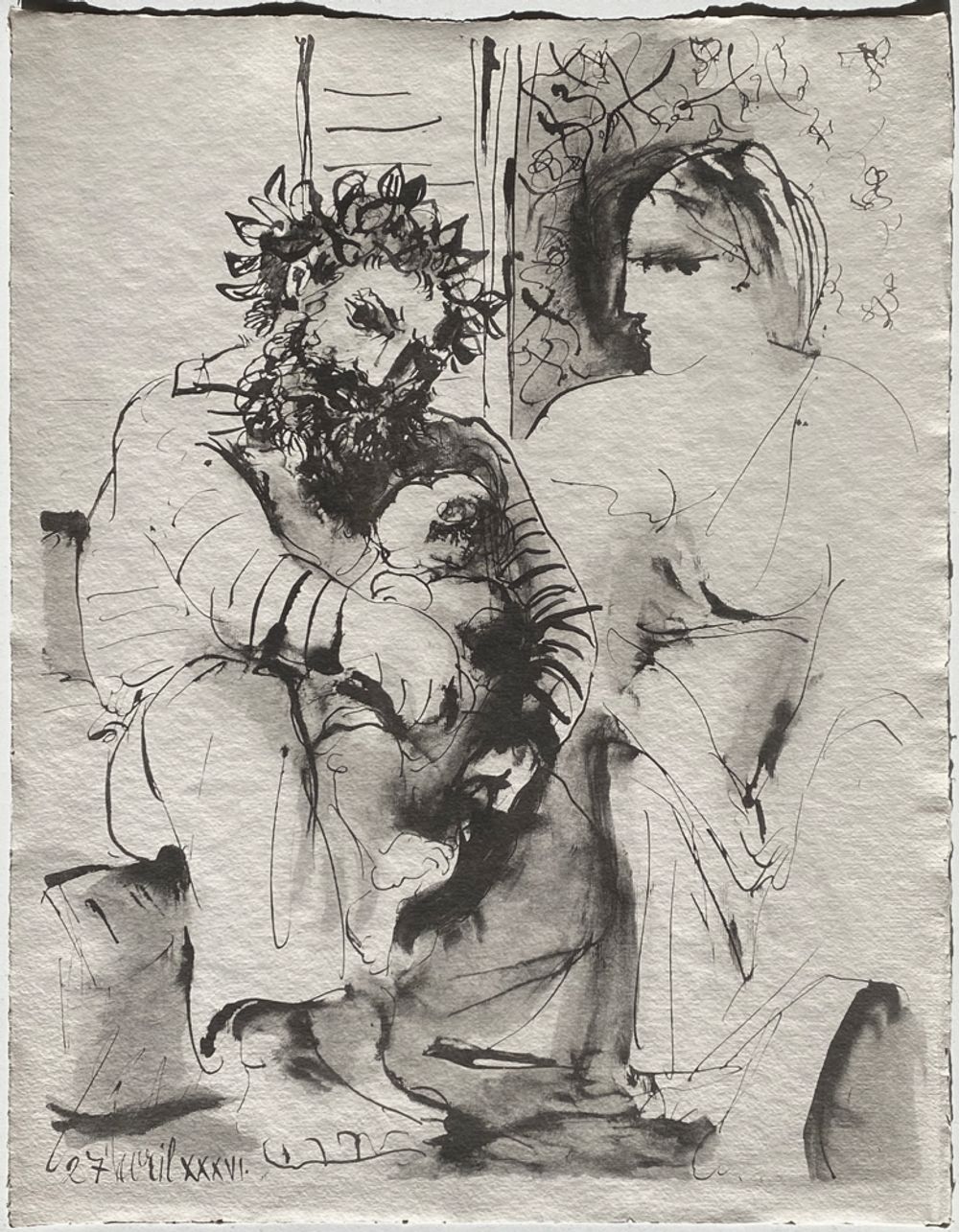 La flûte double - Scène de famille