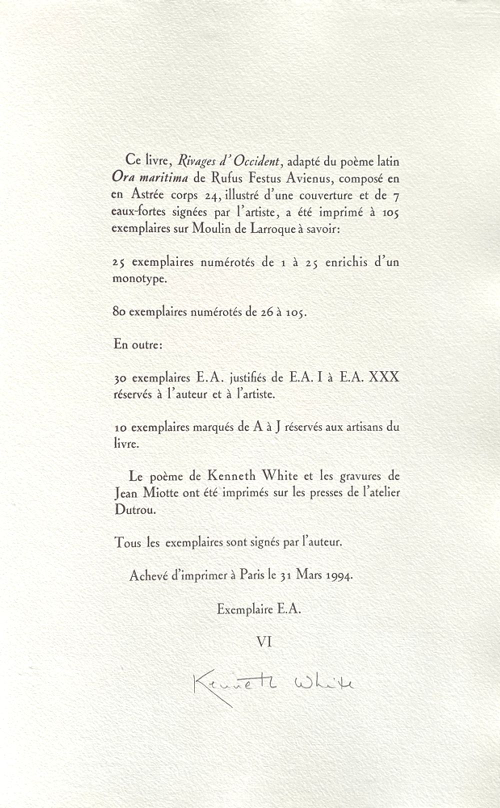 Rivages d'Occcident - Kenneth White — vue 10