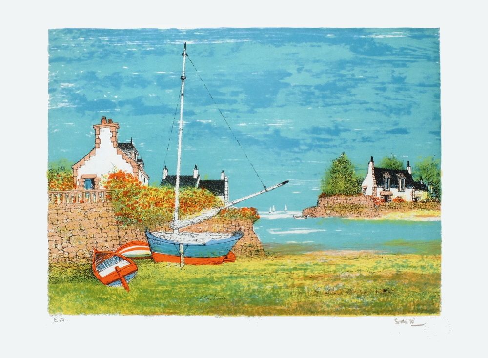 Voilier à marée basse en Bretagne