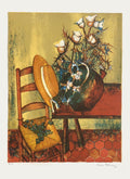 Intérieur au chapeau et au bouquet de chardons