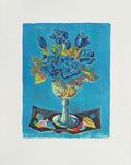Bouquet bleu sur fond bleu