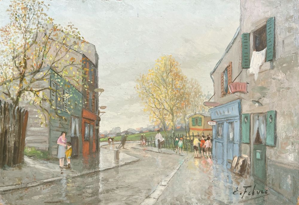 Rue animée en banlieue parisienne