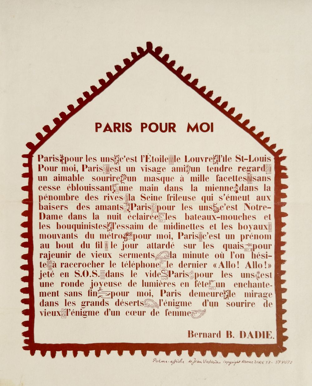 Paris pour moi - poème de Bernard Dadie