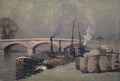 Péniches à quai devant le pont Corneille à Rouen