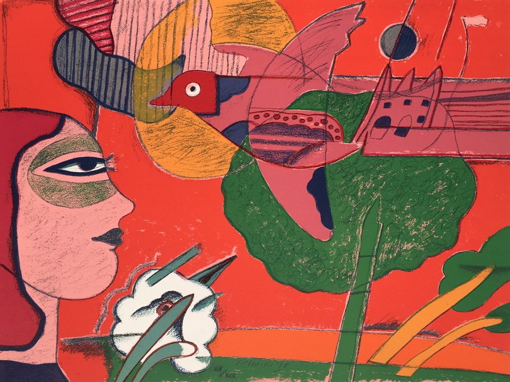1984 - Femme et oiseau à l'arbre vert
