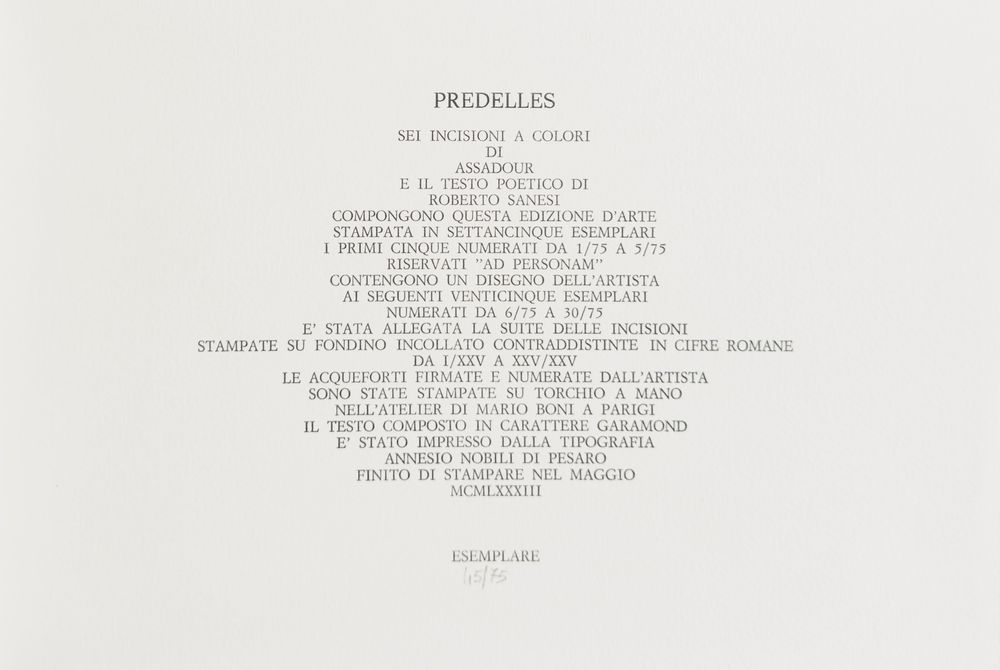 Predelles - 6 gravures signées - Texte de Roberto Sanesi — vue 9