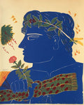 Profil bleu à la rose