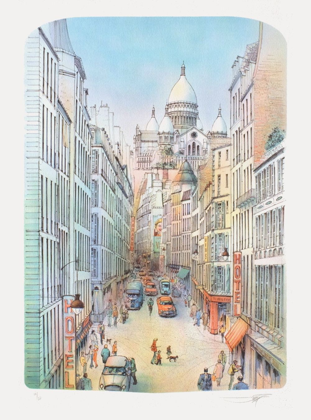 Paris - La rue Blanche et le Sacré-Coeur