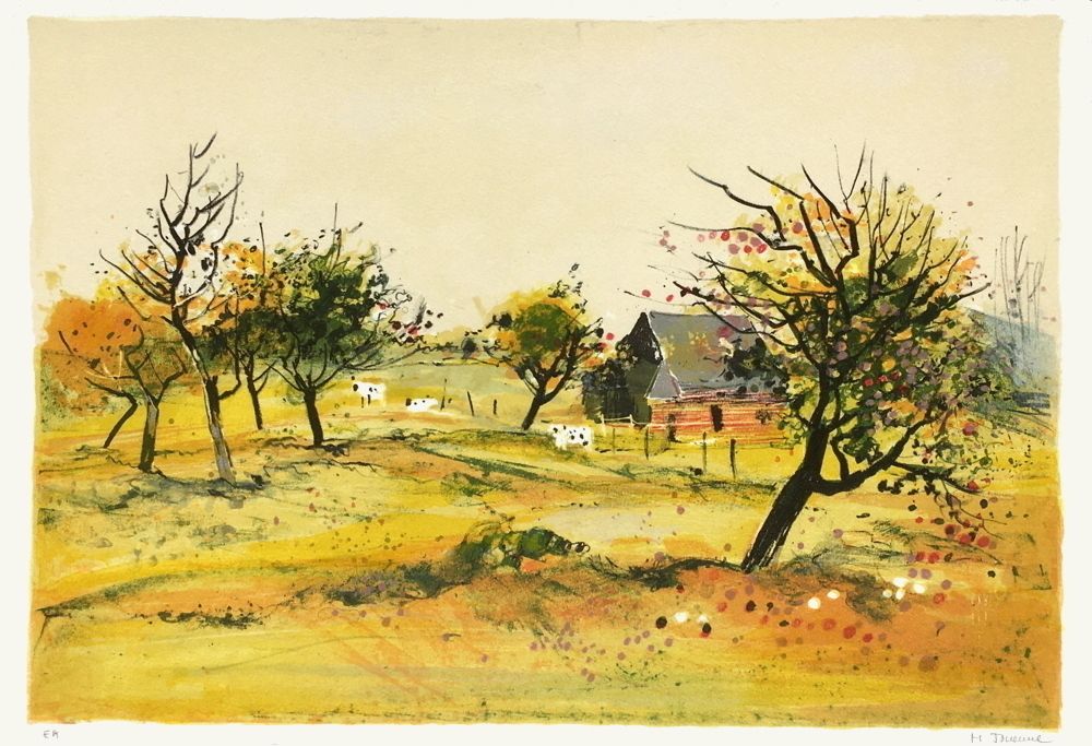 Vignes et vergers - Pommiers en fleurs en Normandie