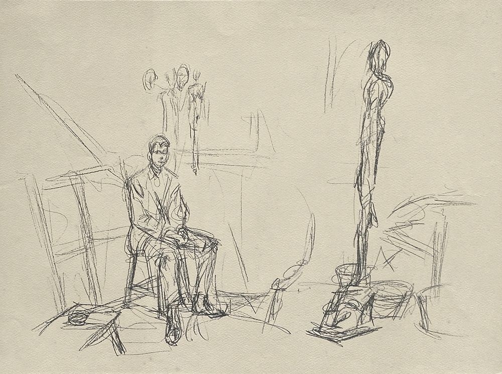 Jacques Dupin dans l'atelier