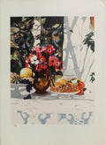 Compotier et bouquet d'anémones