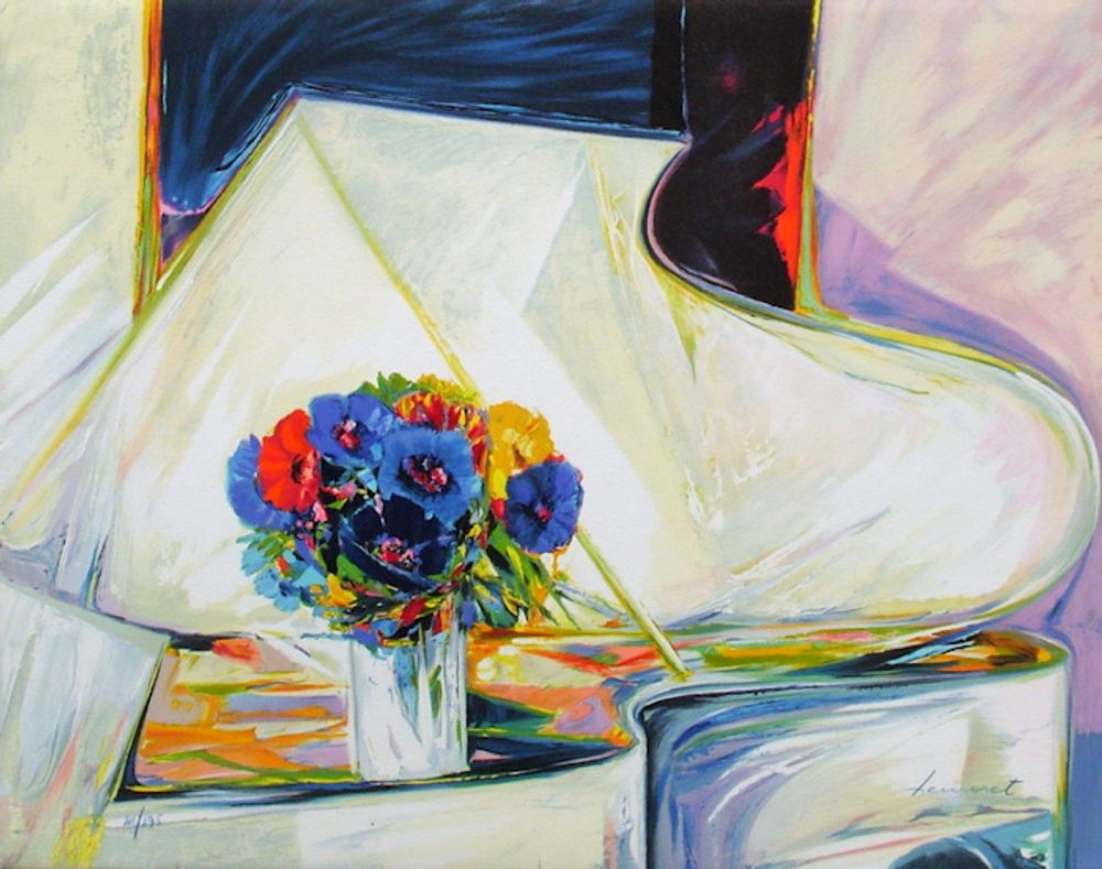 Le bouquet au piano