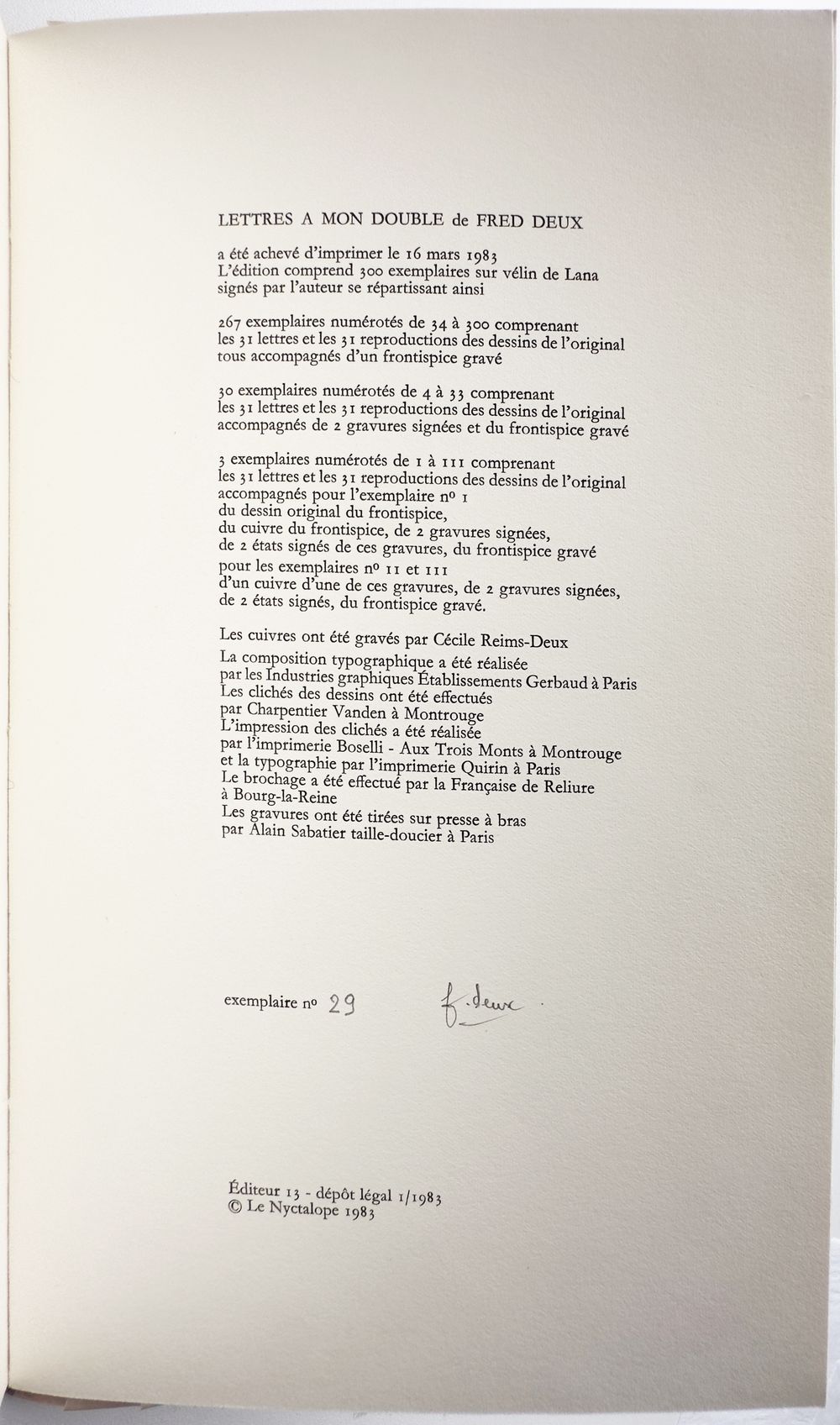 Lettres à mon double (2 gravures signées) — vue 5