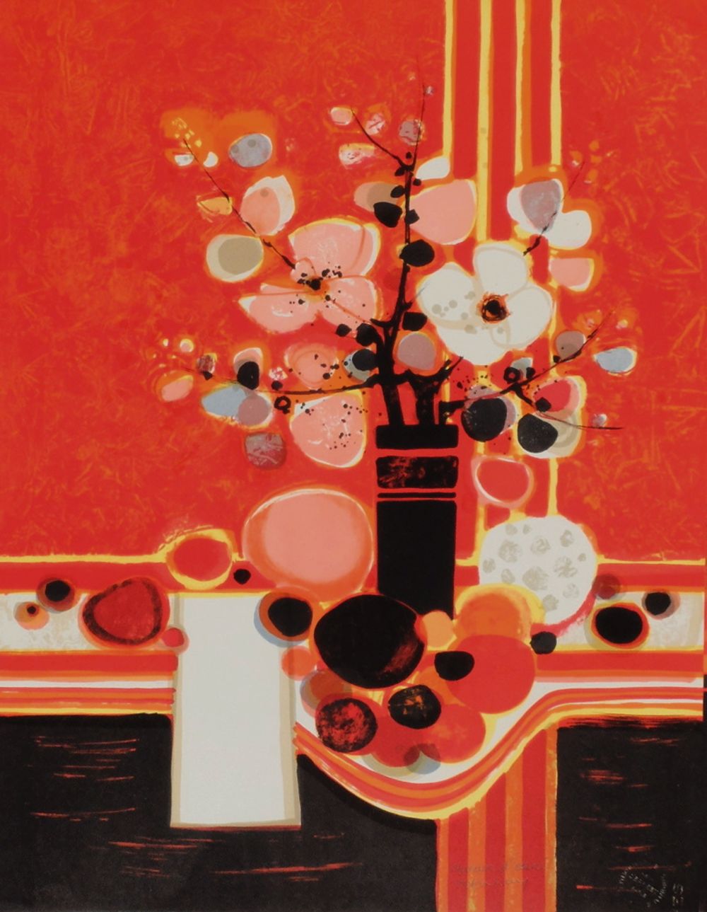 1973 - Bouquet fond rouge