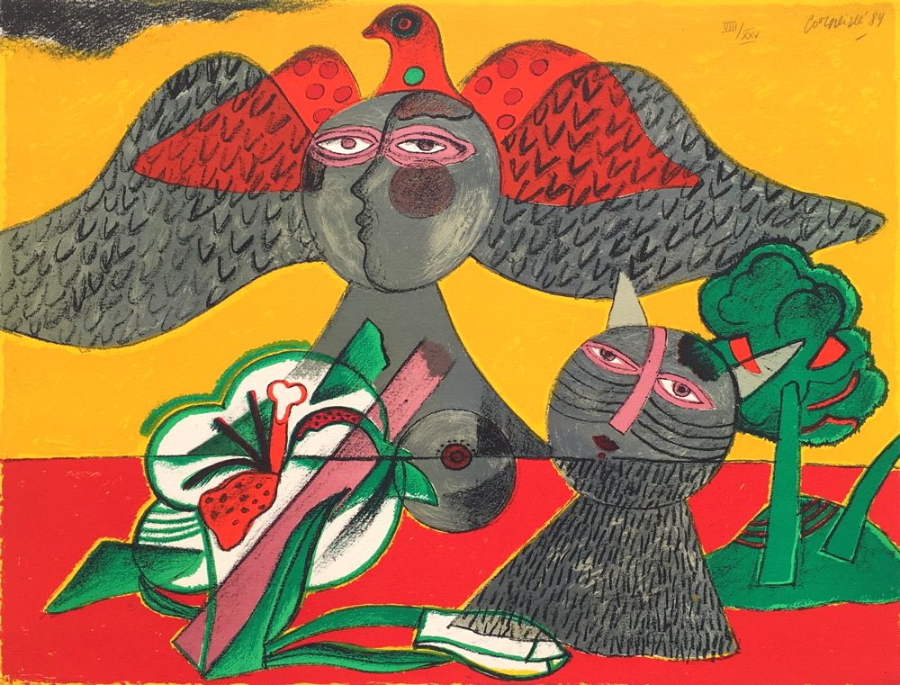 1984 - Femme chat et oiseau