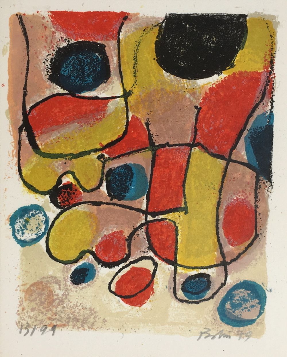 Composition en jaune et rouge