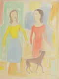 Deux jeunes filles et leur chien