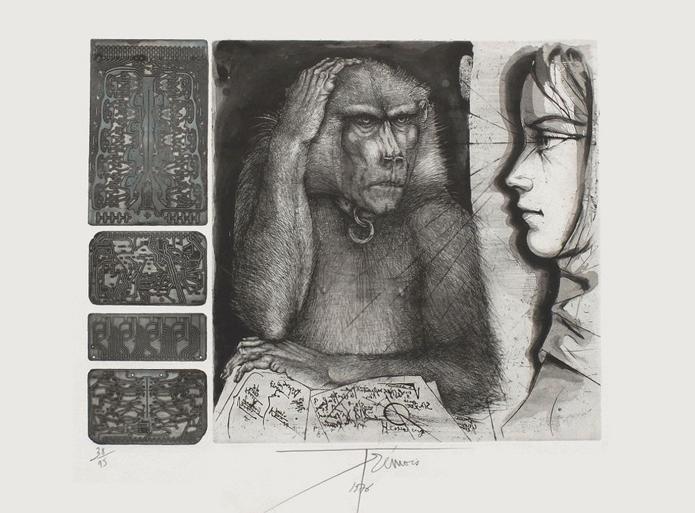 Singe à l'électronique