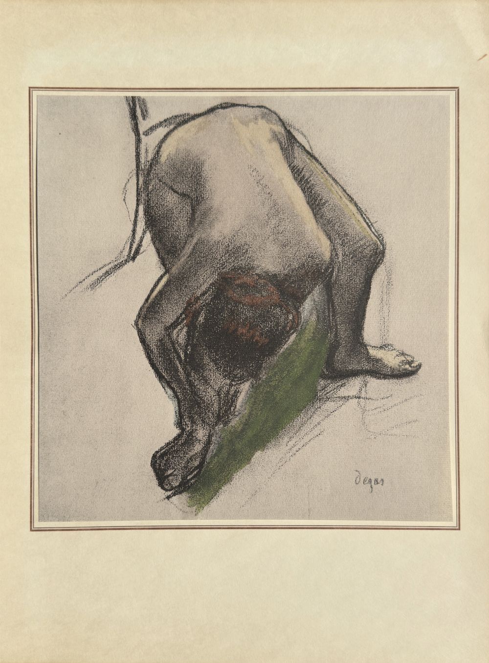 Pastels et dessins - Etude pour la danseuse nouant son chausson