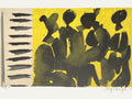 Personnages fond jaune - carte de voeux