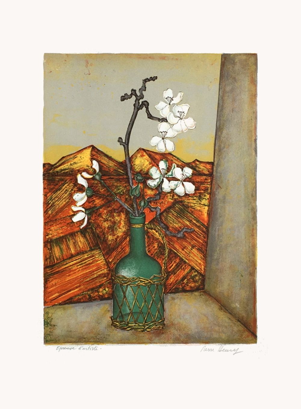 Bouquet au vase vert
